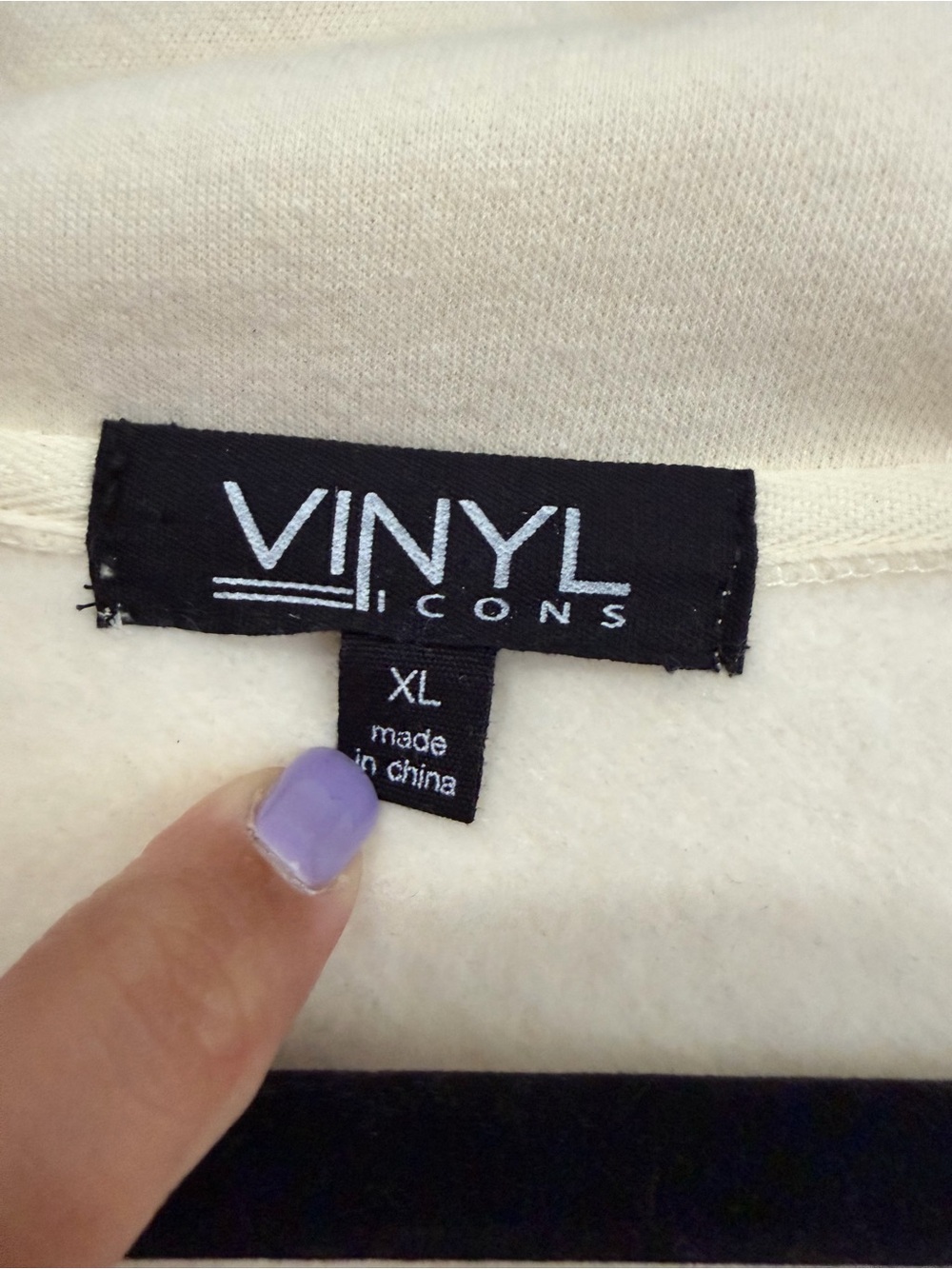 Cream Size XL Snap-Front Zip Pullover Sweatshirt - Picture 2 of 6